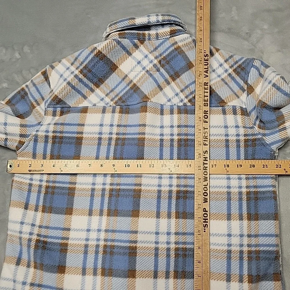 Sage Collective Jacket Womens Small Blue Plaid Shacket Sherpa Lined Fleece Warm